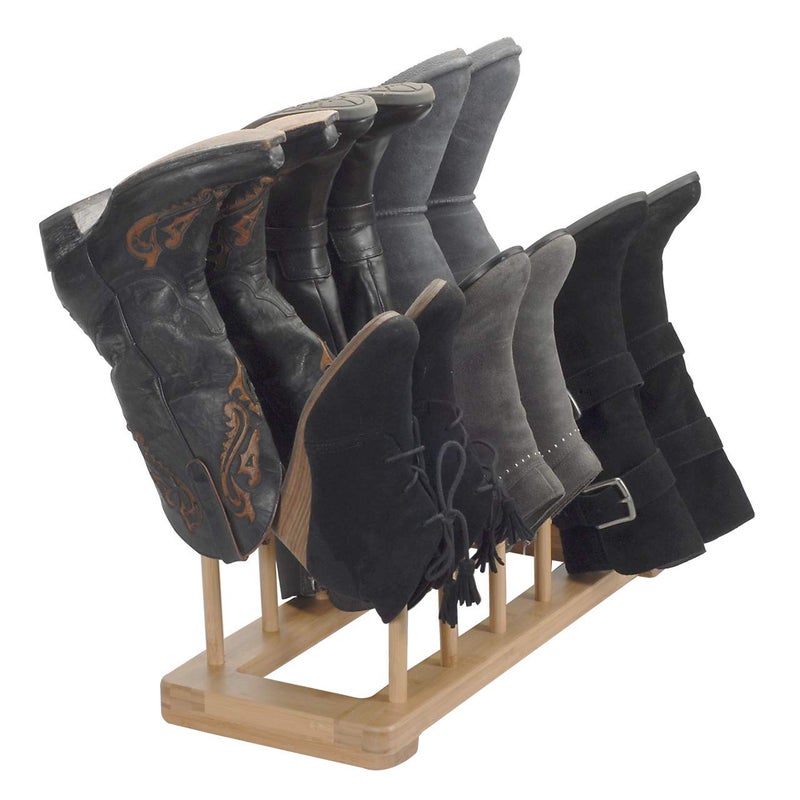 MobileVision Bamboo Boot Rack Free Standing Shoe Organizer, Holds 6 Pairs, Store Tall Knee-High, Hiking, Riding, Rain or Work Boots in closets, entryways & more - Image 1